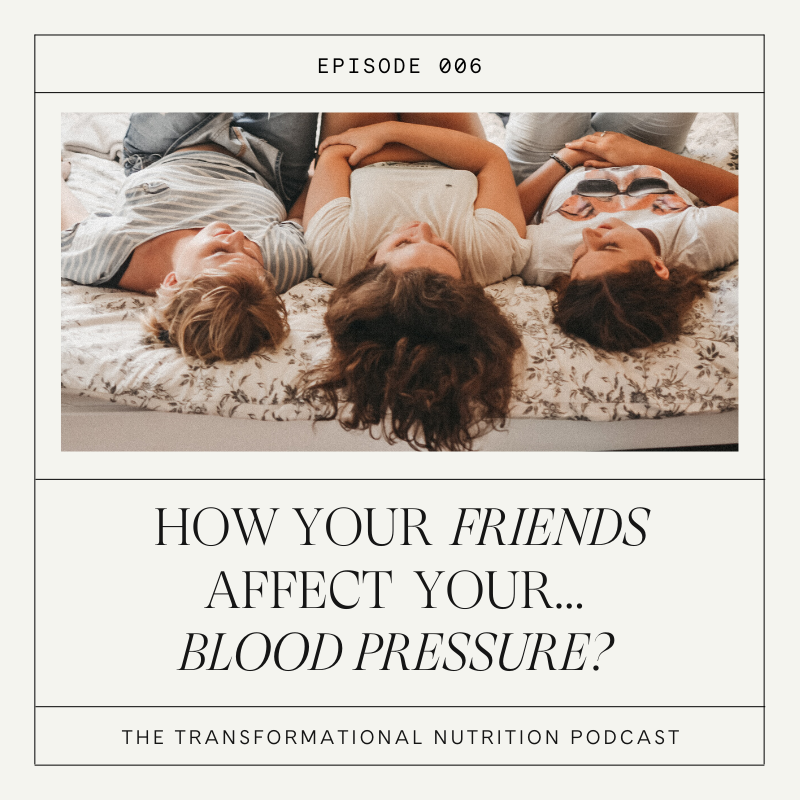 A graphic that shows three girls laying on a bed together laughing with the title, "How Your Friends Affect Your Blood Pressure"